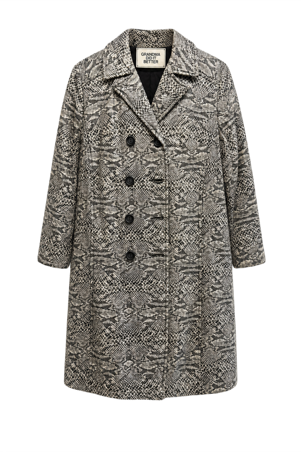 1990s Black and White Cotton Blend Coat - Front View