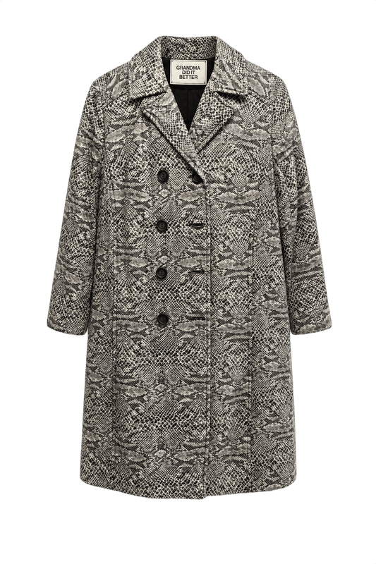 1990s Black and White Cotton Blend Coat - Front View