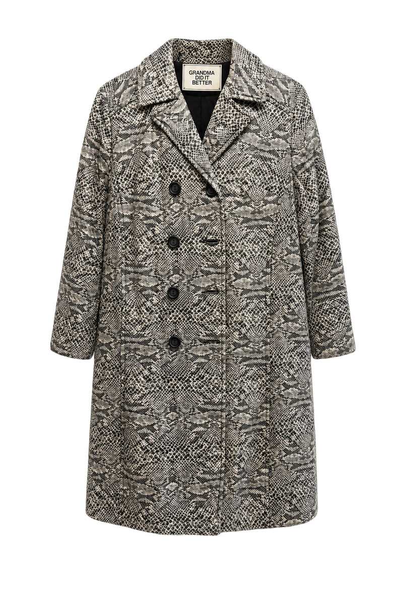 1990s Black and White Cotton Blend Coat - Front View