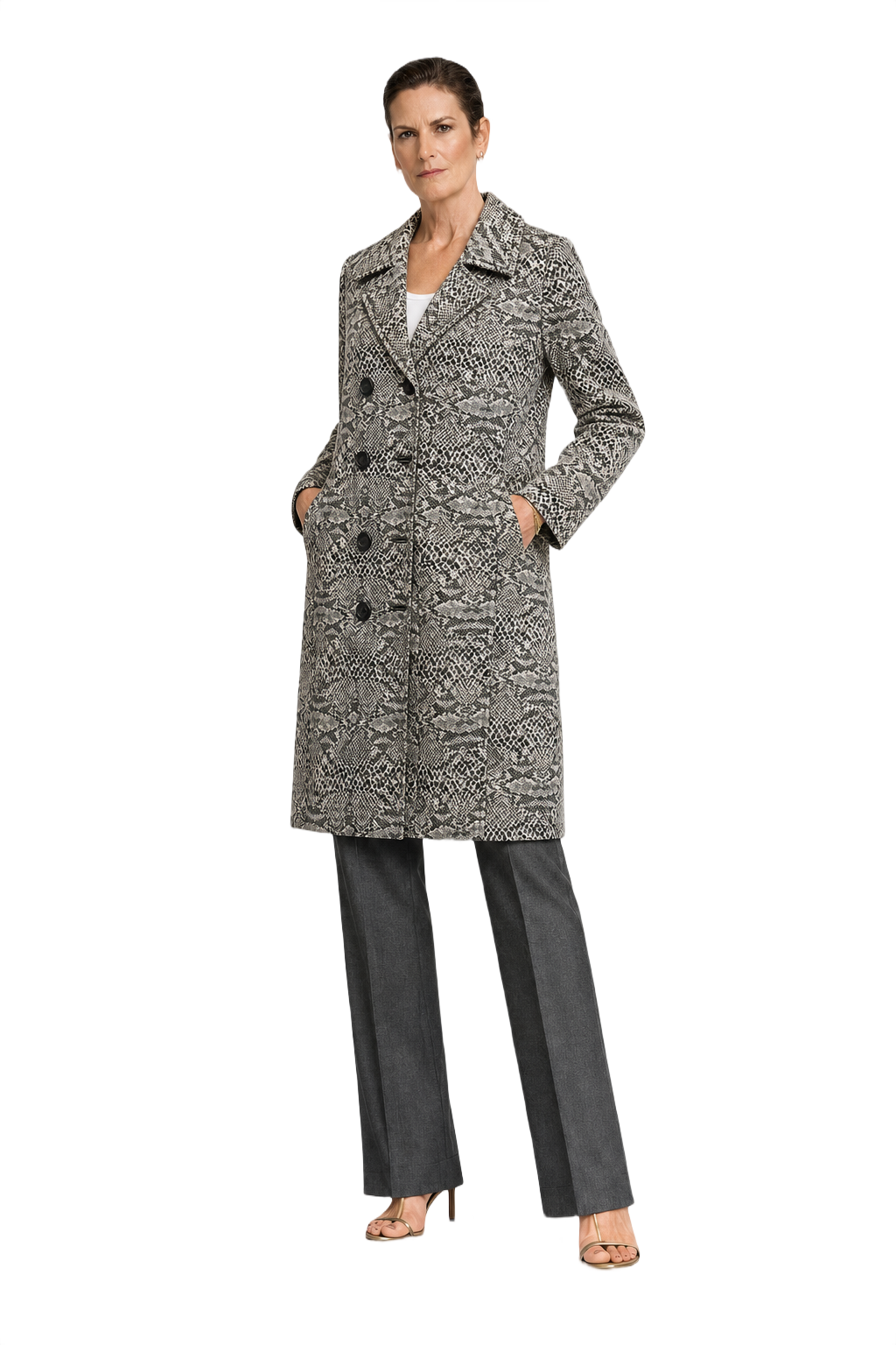 1990s Black and White Cotton Blend Coat - Model
