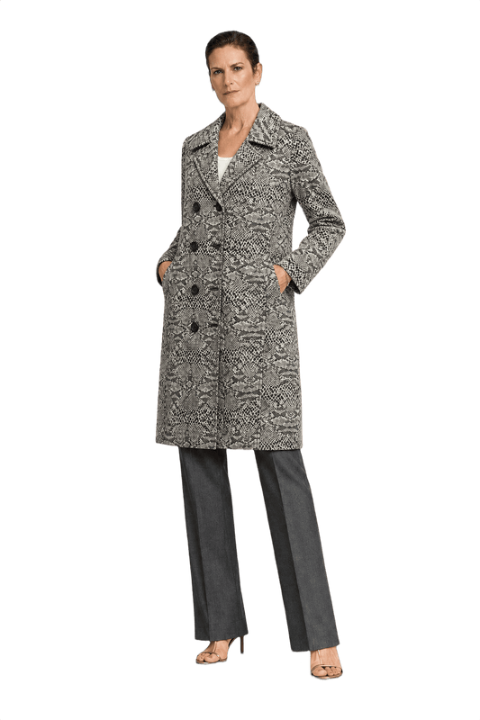 1990s Black and White Cotton Blend Coat - Model