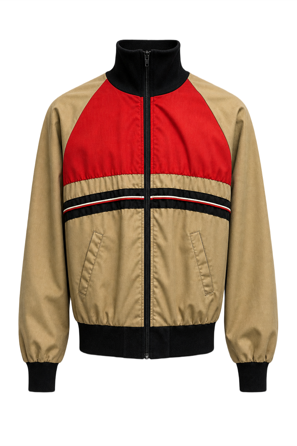 1990s Beige Polyester Jacket - Front View