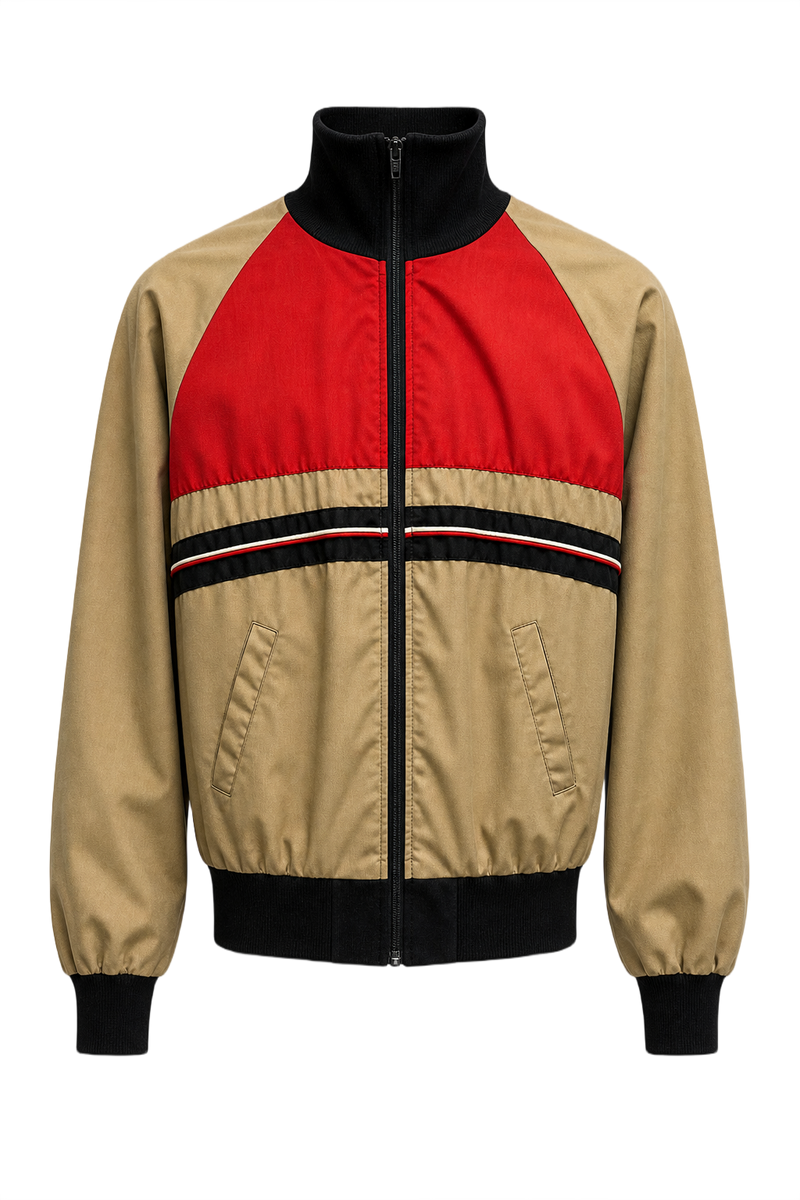 1990s Beige Polyester Jacket - Front View