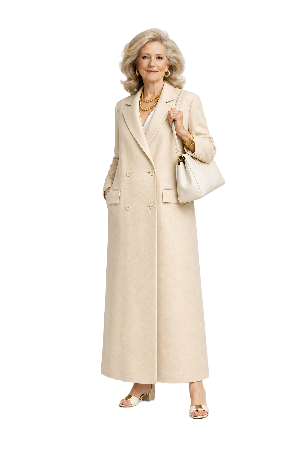 1970s Cream Cotton Blend Coat - Model