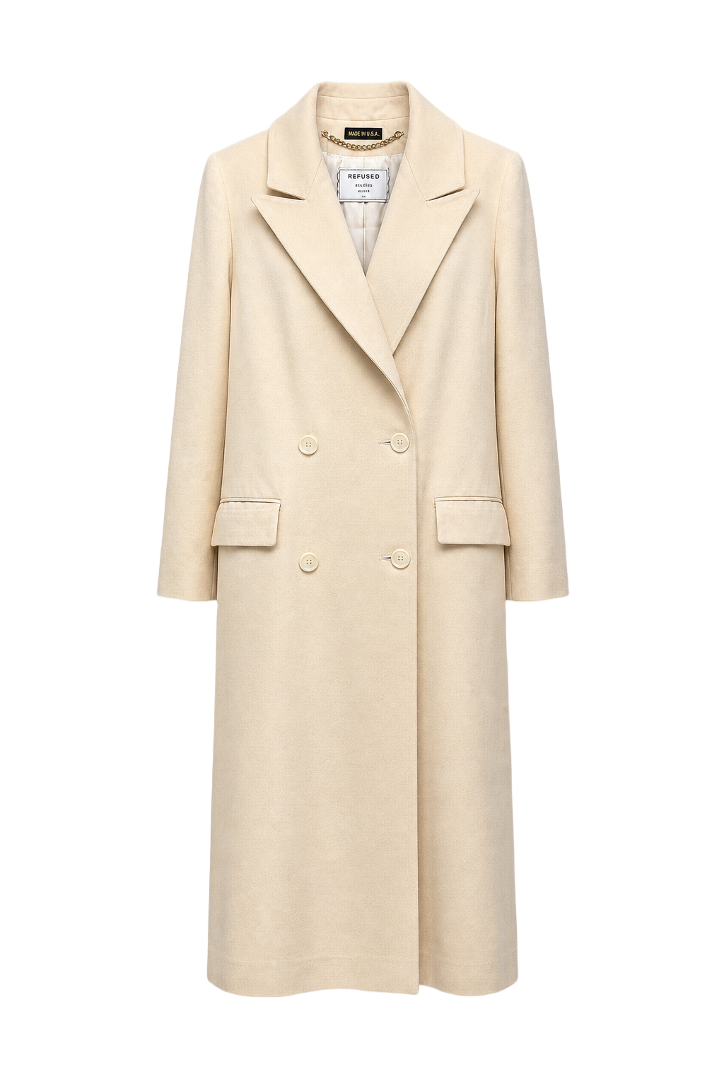 1970s Cream Cotton Blend Coat - Front View
