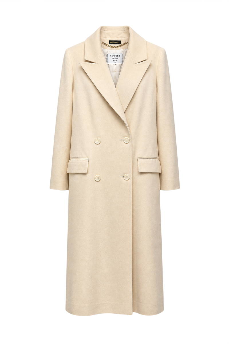 1970s Cream Cotton Blend Coat - Front View