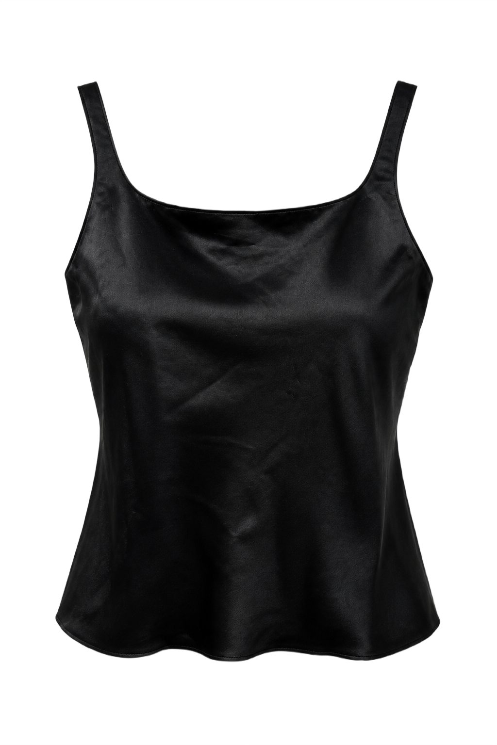 1990s Black Satin Tank Top - Front View