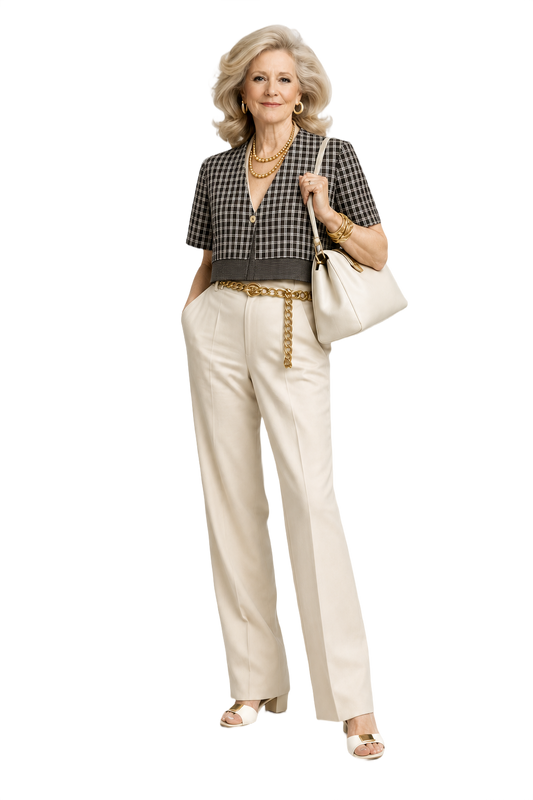 1970s Brown Cotton Blend Blouse - Model