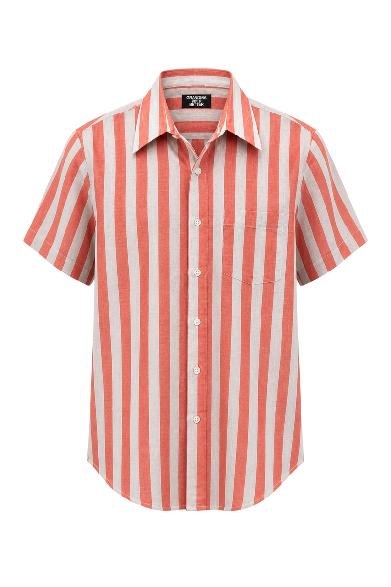 1990s Red Cotton Shirt - Front View