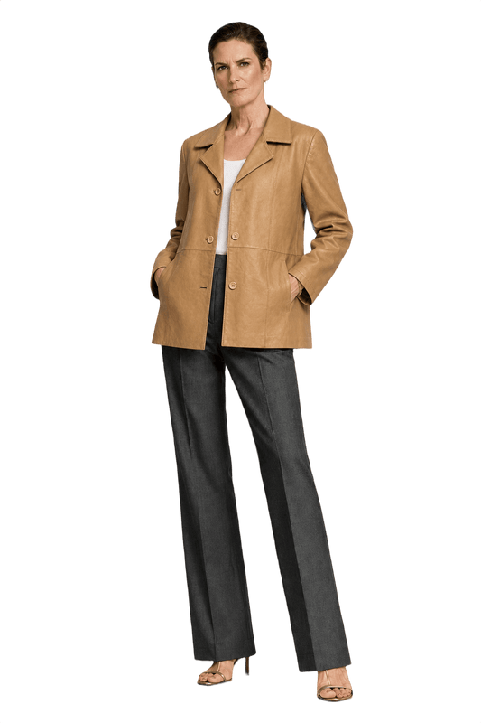 1990s Beige Leather Jacket - Model
