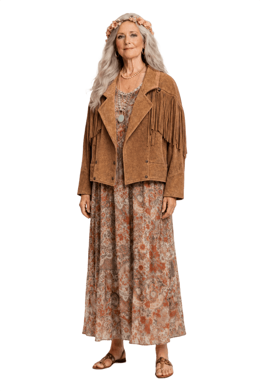 1970s Brown Suede Jacket - Model