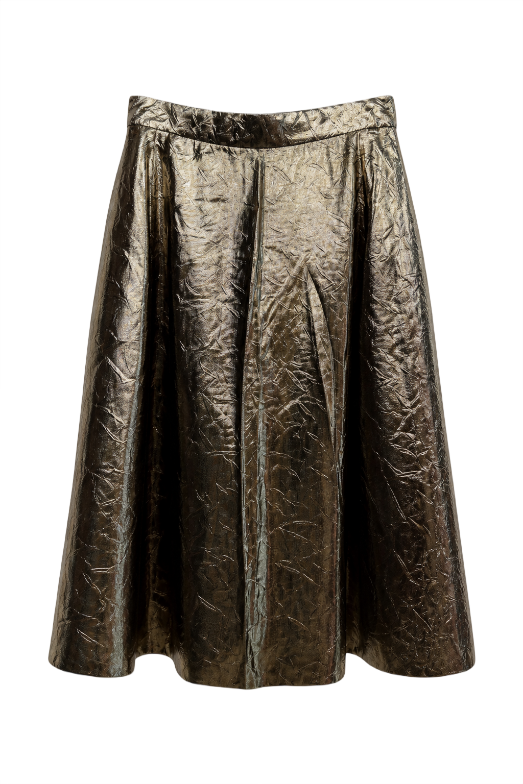 1990s Gold Synthetic Skirt - Front View