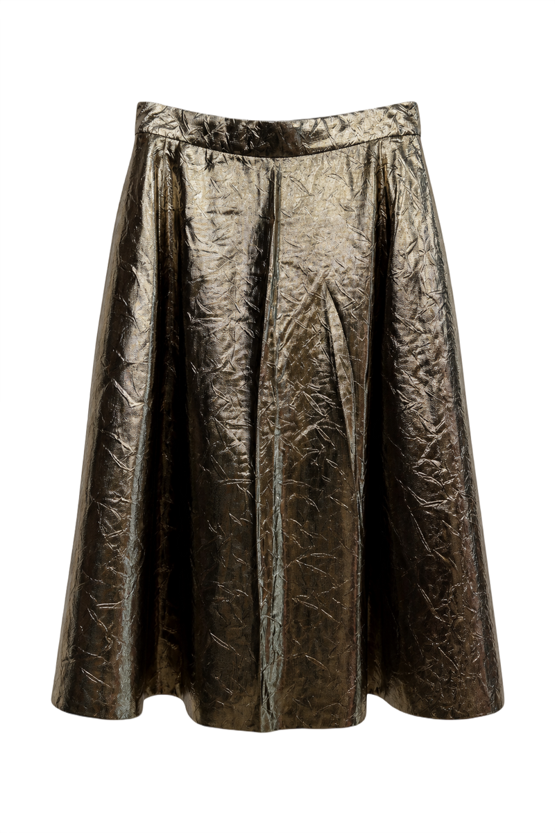 1990s Gold Synthetic Skirt - Front View