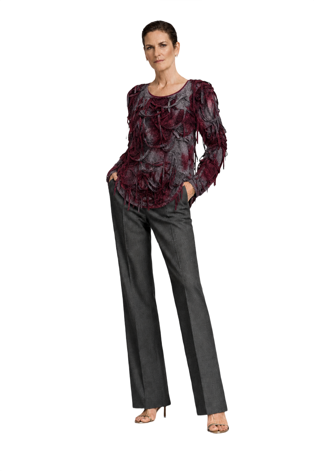 1990s Burgundy Cotton Blouse - Model
