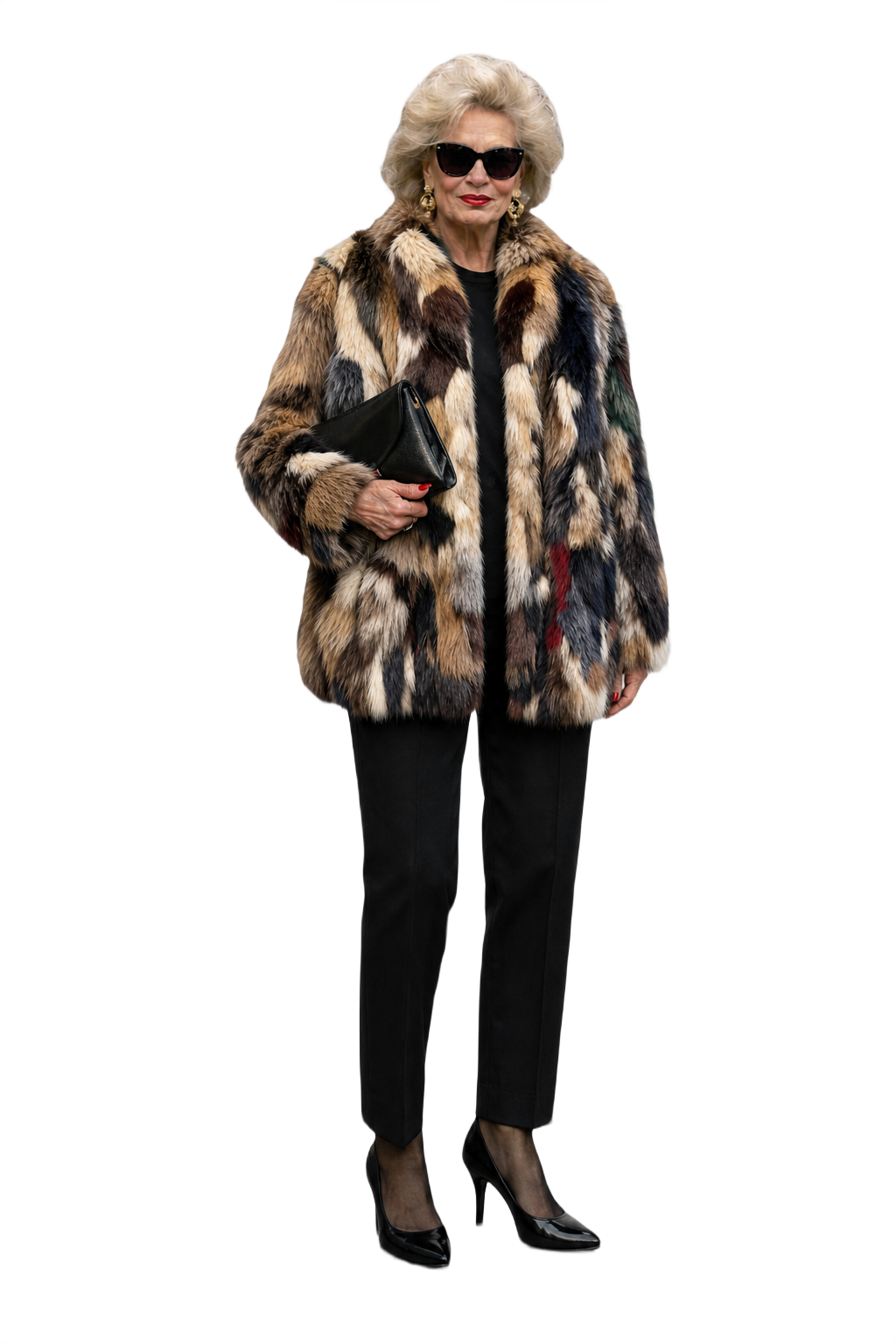 1980s Multicolor Fur Coat - Model