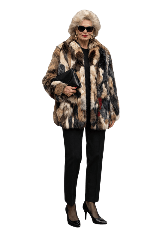 1980s Multicolor Fur Coat - Model