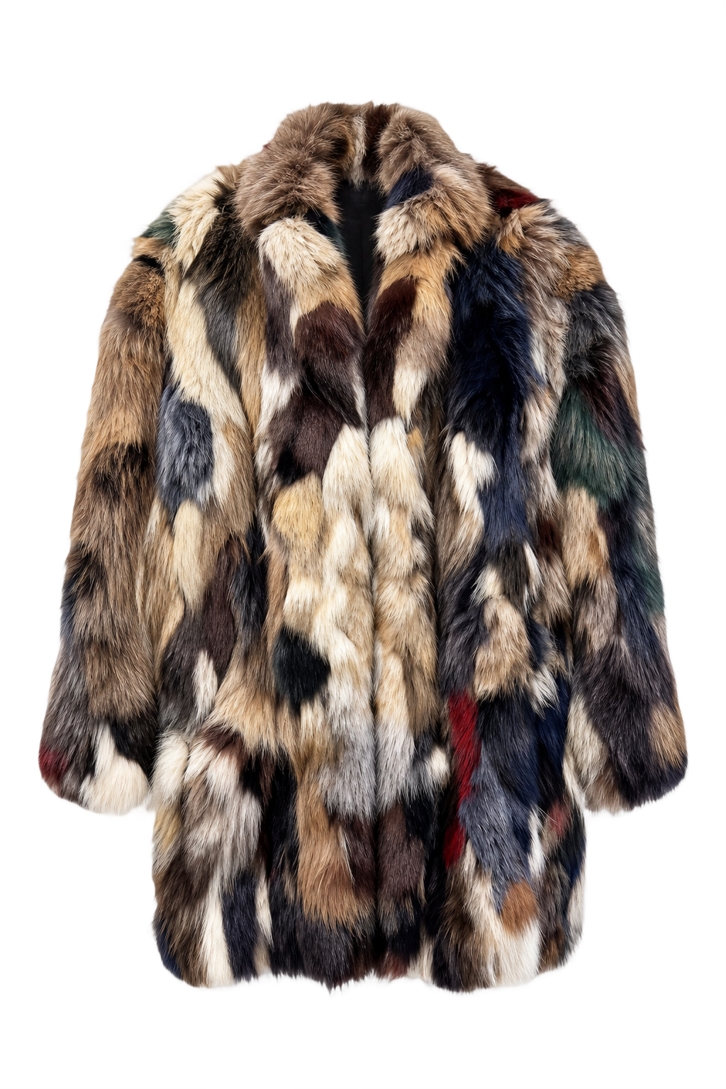 1980s Multicolor Fur Coat - Front View