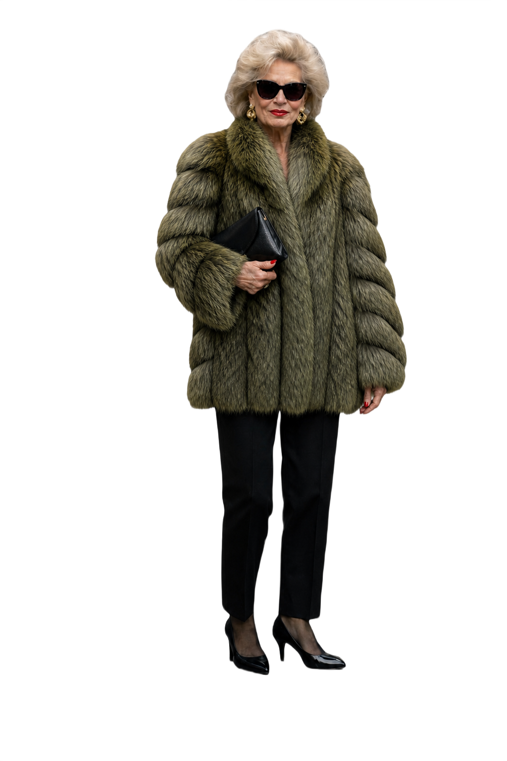 1980s Olive Green Fur Coat - Model