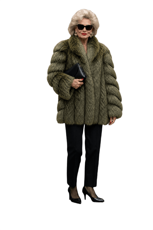 1980s Olive Green Fur Coat - Model