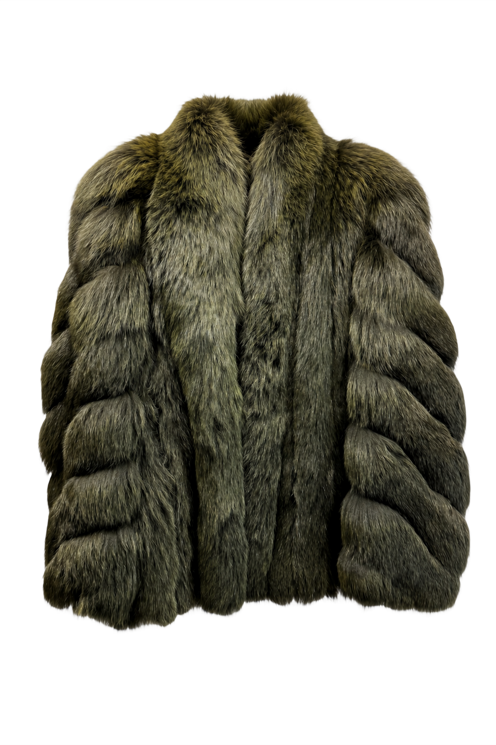 1980s Olive Green Fur Coat - Front View