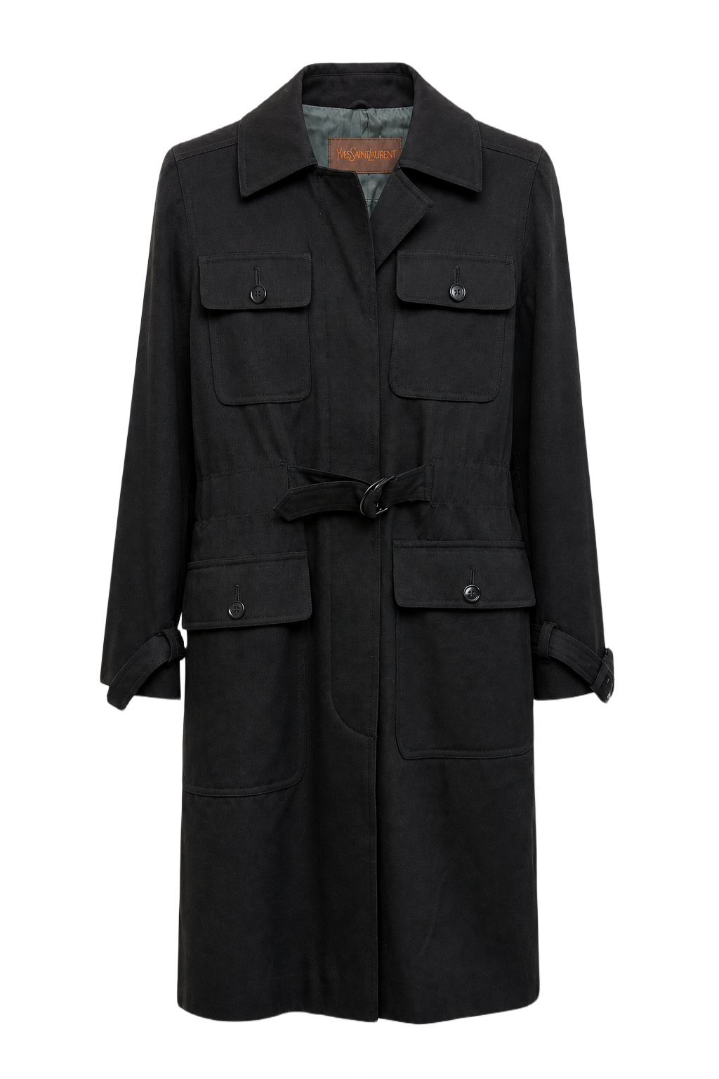 1980s Black Wool Coat - Front View
