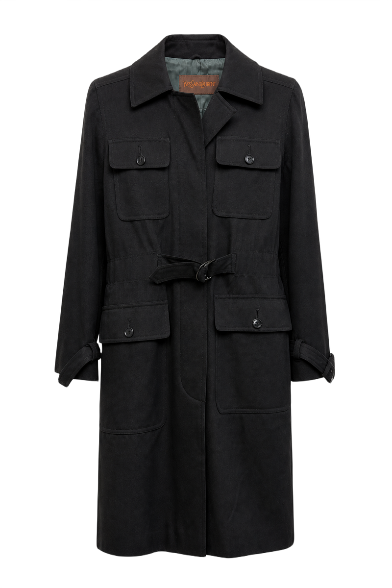 1980s Black Wool Coat - Front View