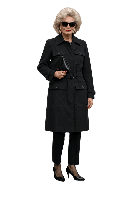 1980s Black Wool Coat - Model
