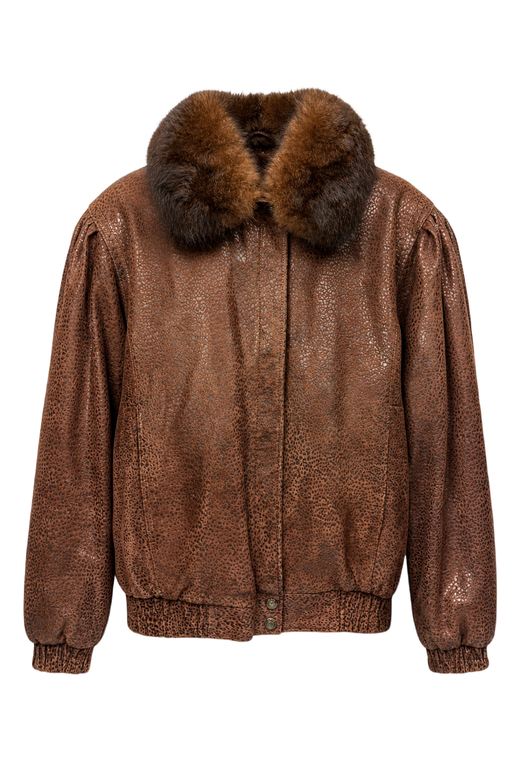 1980s Brown Leather Jacket - Front View