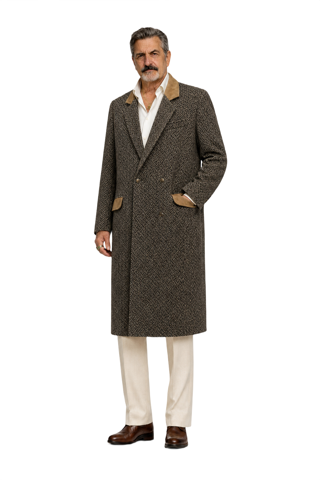 1980s Brown Wool Coat - Model