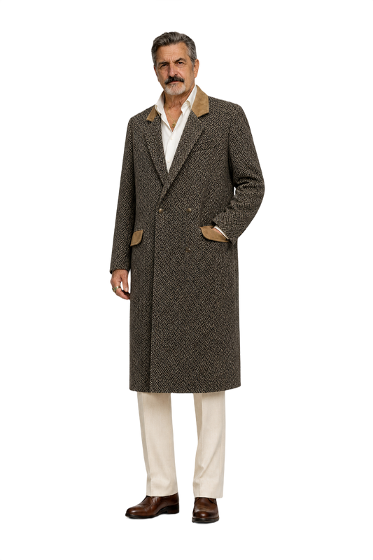 1980s Brown Wool Coat - Model