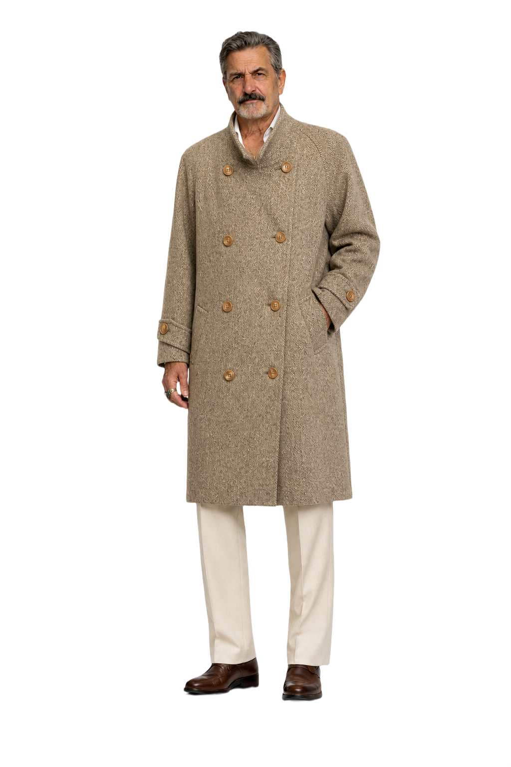 1980s Beige Wool Coat - Model