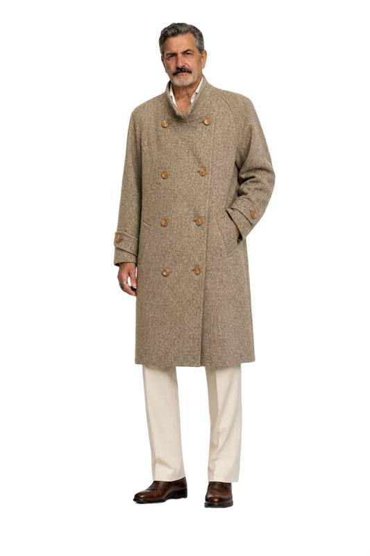 1980s Beige Wool Coat - Model