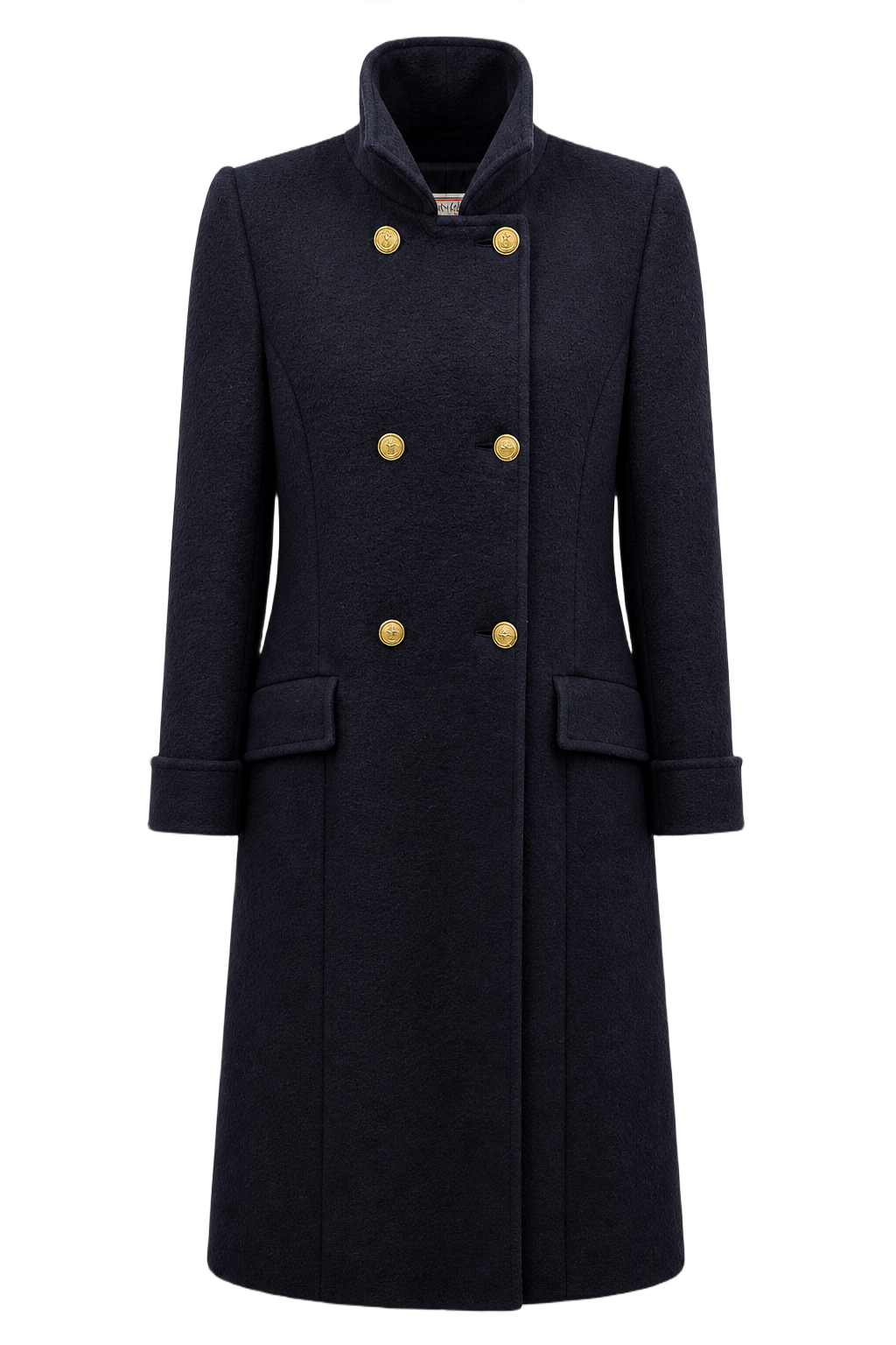 1980s Navy Blue Wool Coat - Front View