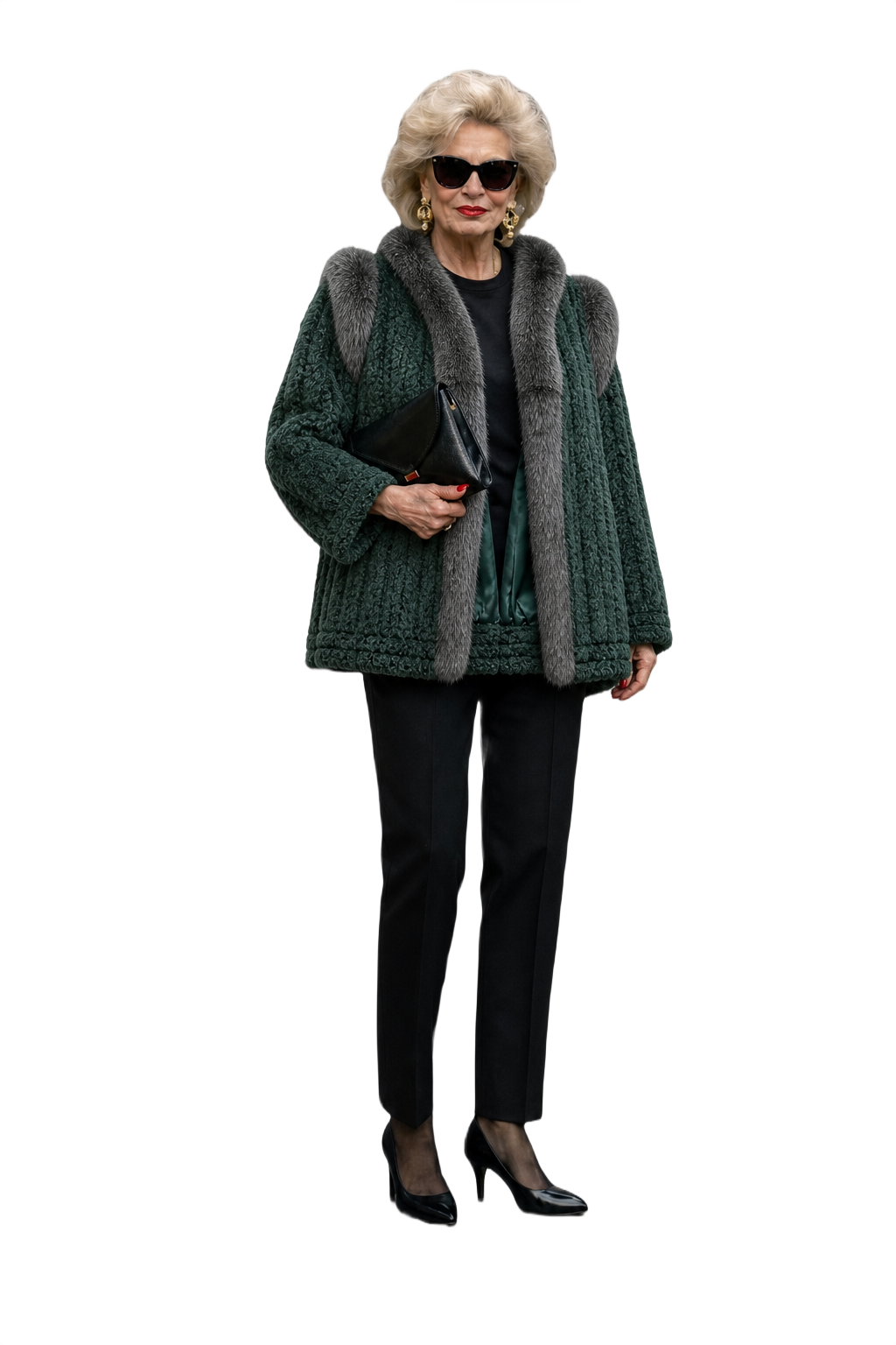 1980s Emerald Green Fur Coat - Model
