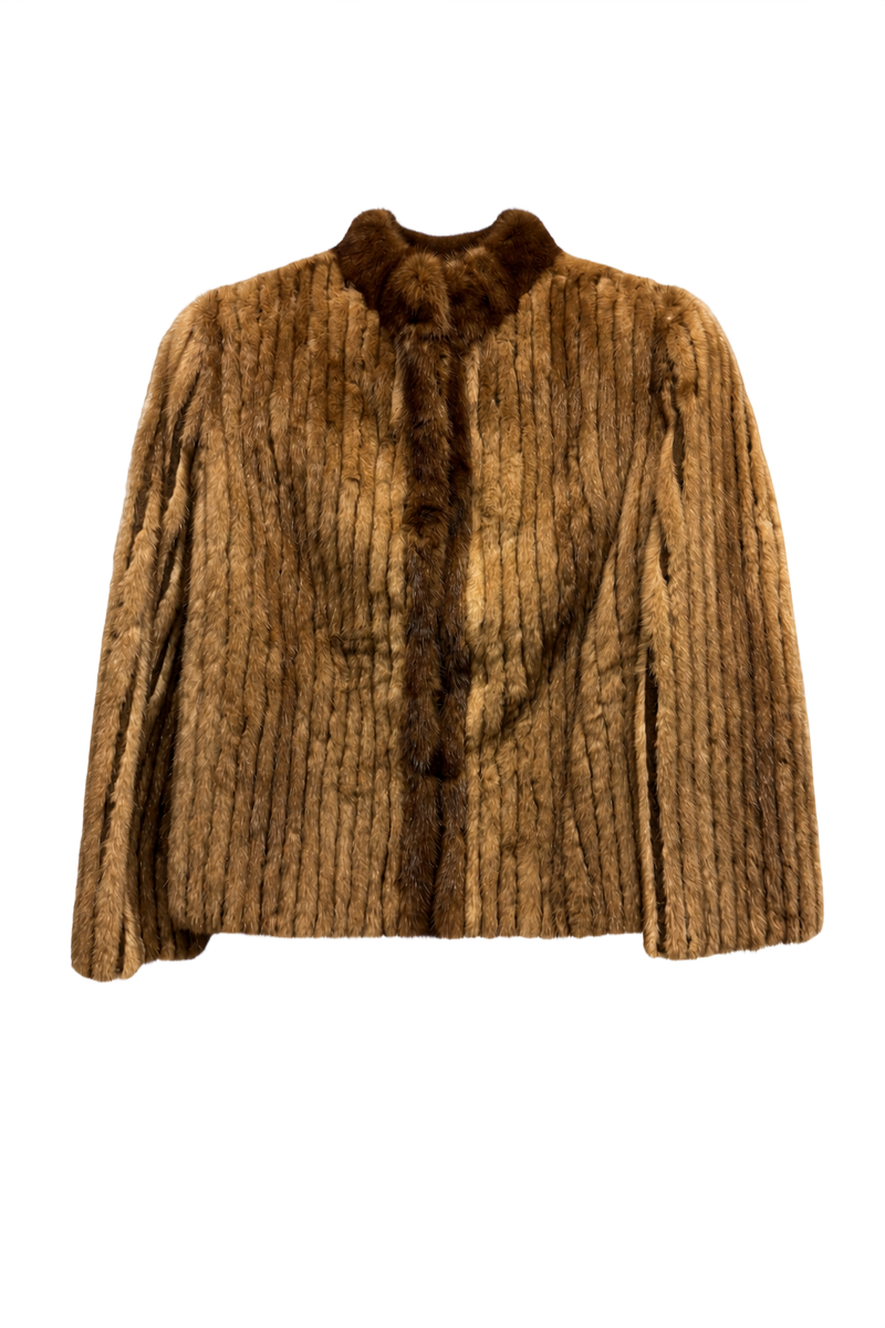 1980s Light Brown Fur Coat - Front View
