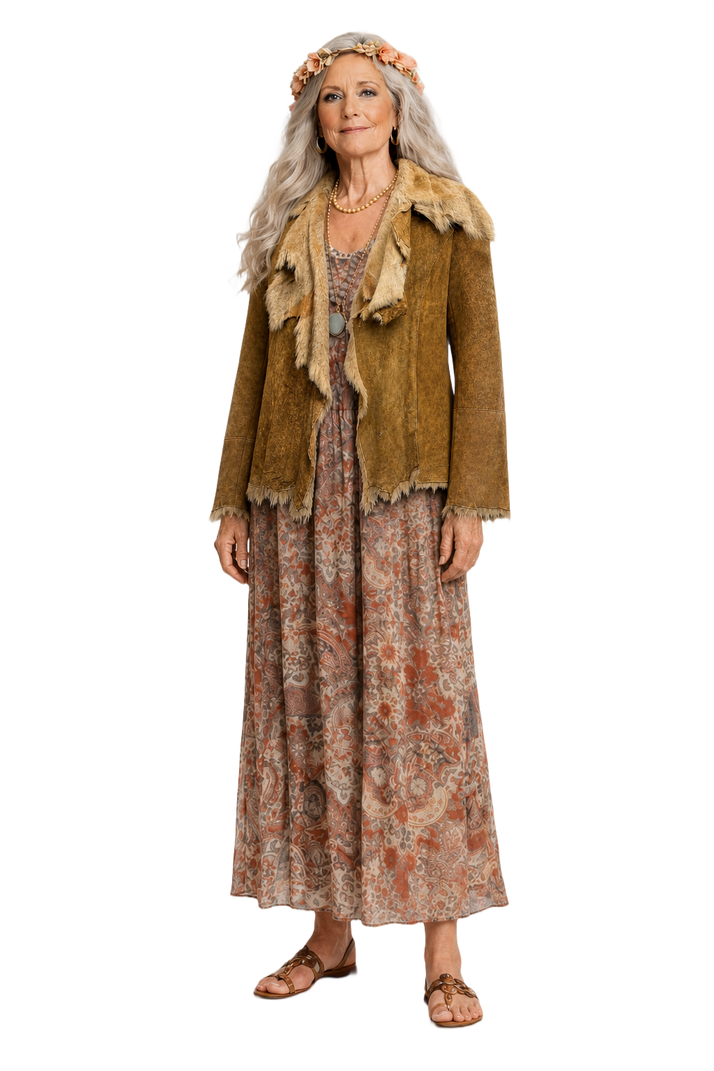 1970s Tan Suede Jacket - Model