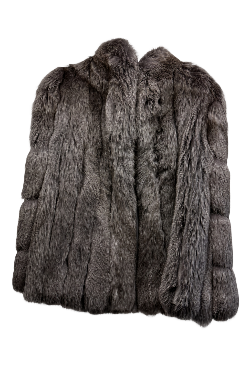 1980s Gray Fur Coat - Front View