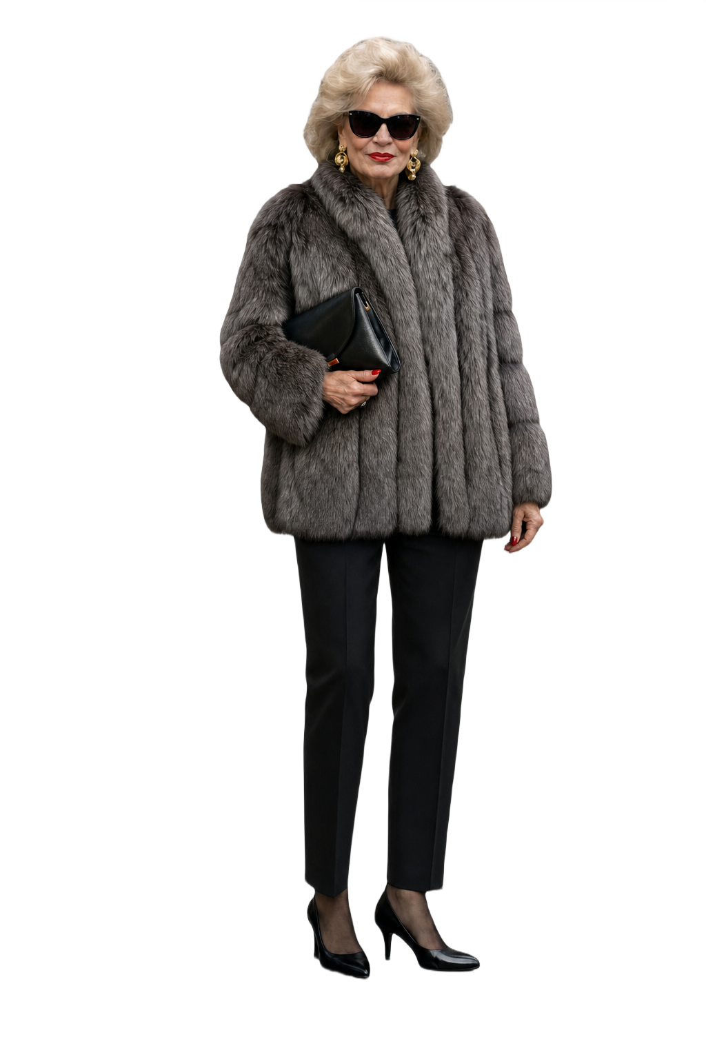 1980s Gray Fur Coat - Model
