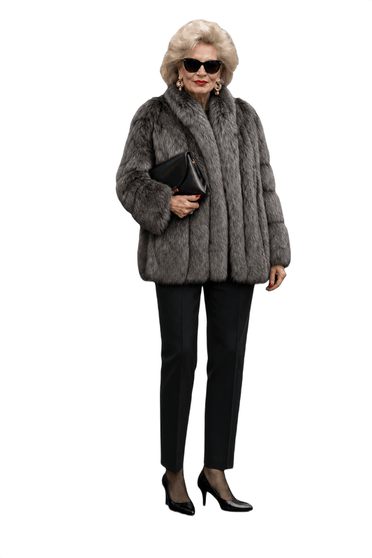 1980s Gray Fur Coat - Model