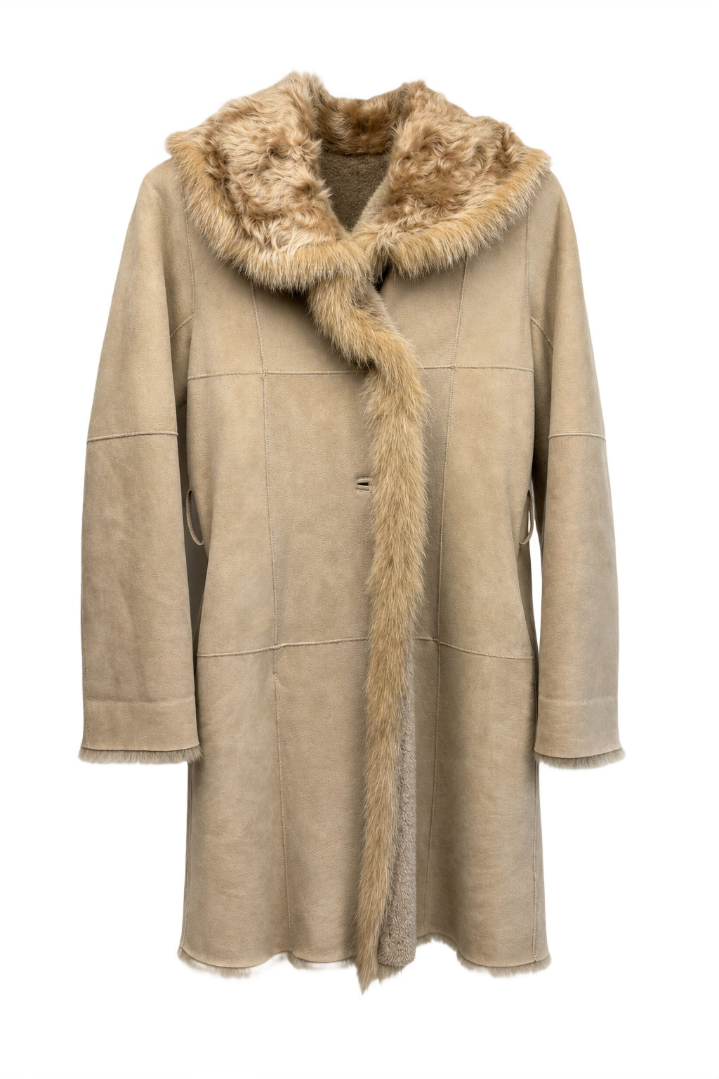 1980s Beige Suede Coat - Front View