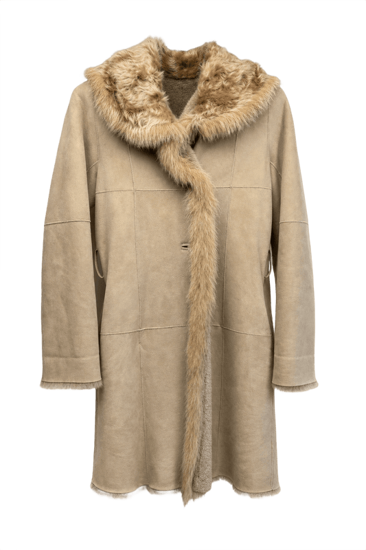 1980s Beige Suede Coat - Front View