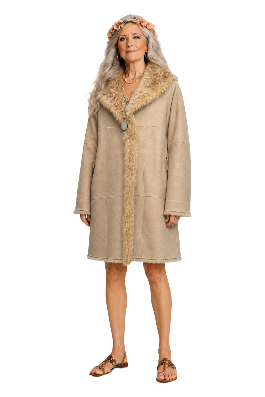 1980s Beige Suede Coat - Model