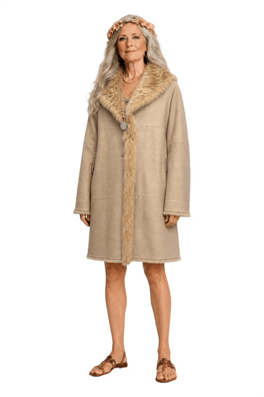 1980s Beige Suede Coat - Model