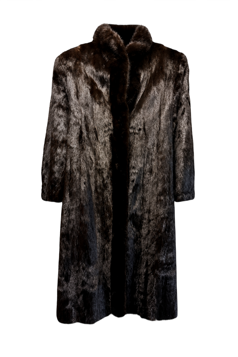 1980s Dark Brown Fur Coat - Front View