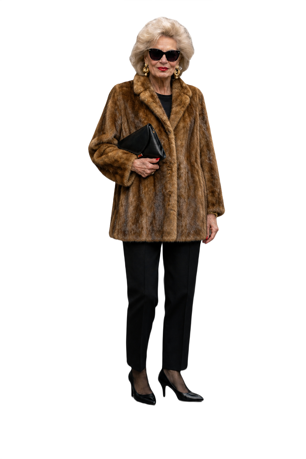 1980s Brown Fur Coat - Model