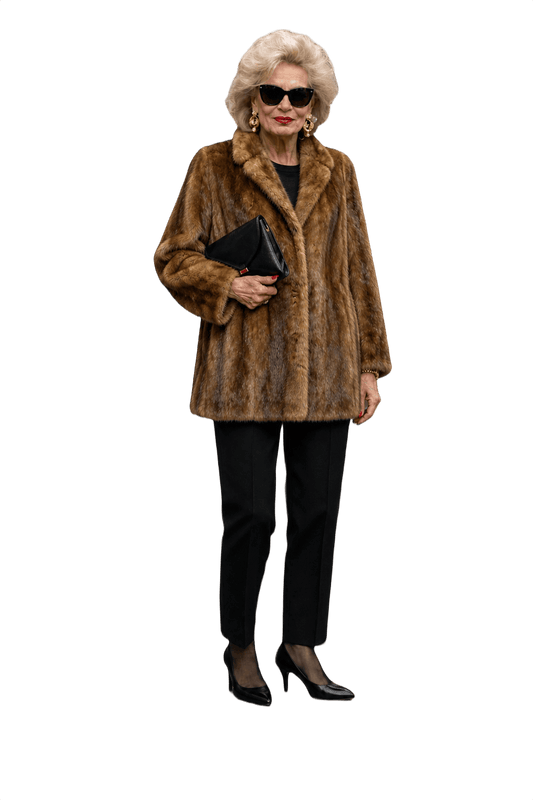 1980s Brown Fur Coat - Model