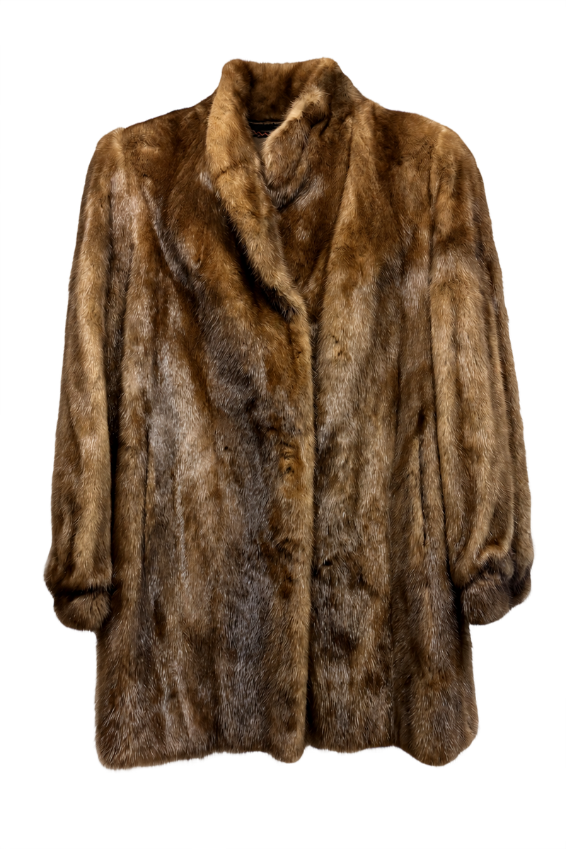 1980s Brown Fur Coat - Front View