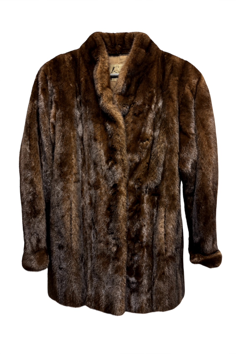 1980s Brown Mink Fur Coat - Front View