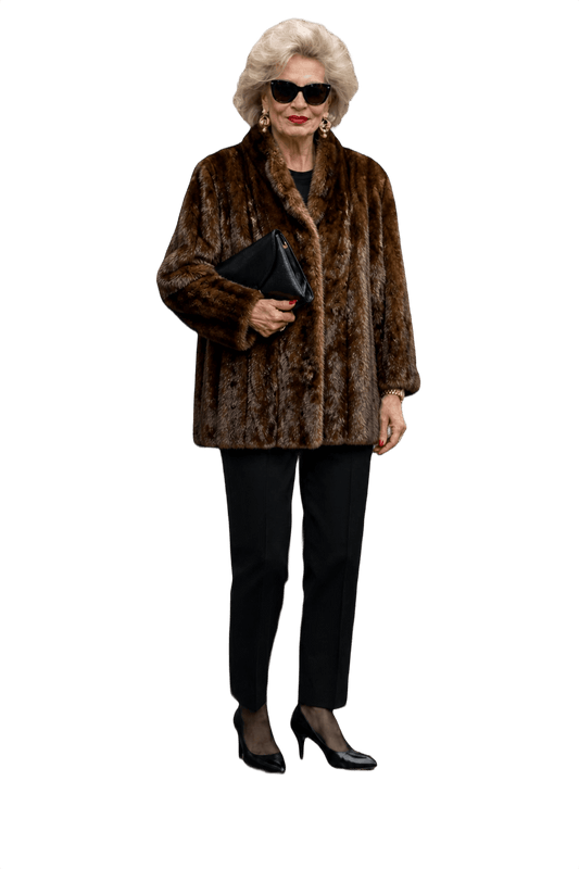 1980s Brown Mink Fur Coat - Model