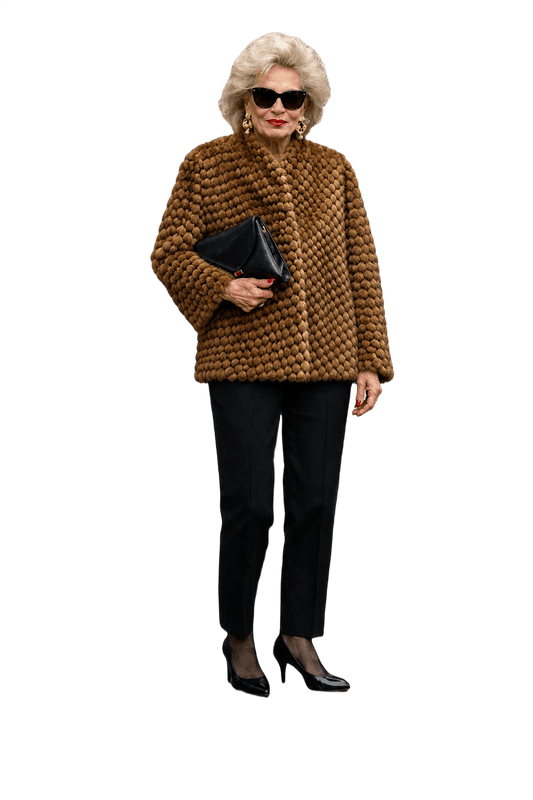 1980s Brown Fur Coat - Model